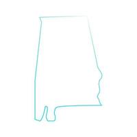 Carte de l'Alabama sur fond blanc vecteur