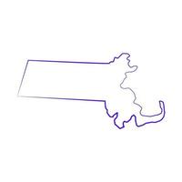 carte du massachusetts sur fond blanc vecteur