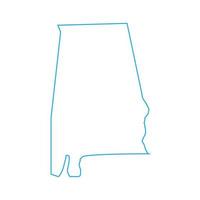 Carte de l'Alabama sur fond blanc vecteur
