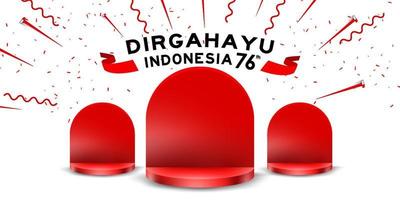 jour de l'indépendance de l'indonésie présentoir de podium vide ou décoration d'affichage de piédestal avec concept de support de cylindre pour le produit et la promotion. 17 août 76 ans d'Indonésie