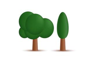arbres abstraits réalistes uniques couleur marron vert 3d isolé sur vecteur