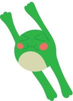 adorable grenouille sautante verte sur fond blanc. illustration vectorielle à utiliser dans la conception de sites vêtements accessoires affiches menu jouets vecteur
