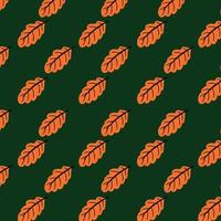 modèle sans couture de feuilles d'automne orange sur fond vert. l'illustration vectorielle peut être utilisée comme élément de conception sur des sites thématiques et des produits d'image d'arrière-plan pour l'impression sur tissu ou papeterie vecteur