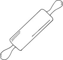 icône de rouleau à pâtisserie, autocollant. croquis style doodle dessiné à la main. , minimalisme, monochrome. cuisine, outil, cuisson des aliments étaler la pâte vecteur