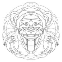 motif de singes. illustration du singe. mandala avec un animal. singe dans un cadre circulaire. coloriage pour enfants et adultes.