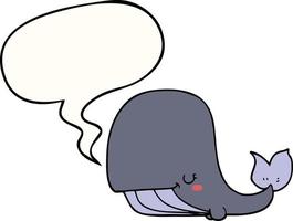 baleine de dessin animé et bulle de dialogue vecteur