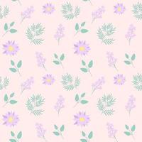 motif floral harmonieux de camomille violette et de fleurs lilas et de taches rondes vecteur