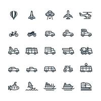 icônes de transport et de véhicules avec fond blanc vecteur