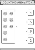 compter et faire correspondre le visage de hibou. feuille de travail pour les enfants vecteur