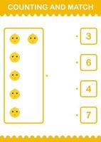 compter et faire correspondre le visage de poulet. feuille de travail pour les enfants vecteur