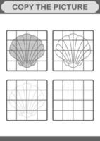 copier l'image avec coquillage. feuille de travail pour les enfants vecteur