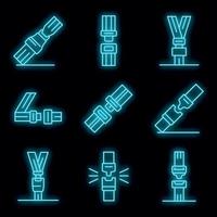 icônes de ceinture de sécurité définies vecteur néon