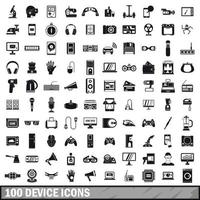 Ensemble d'icônes d'application de 100 appareils, style simple vecteur