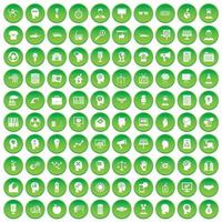 100 icônes d'idées définissent un cercle vert vecteur