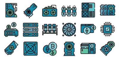 vecteur d'icônes de ferme minière à plat