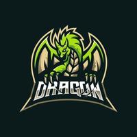 création de logo de mascotte de dragon vert pour le sport, l'équipe, les jeux vecteur