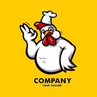 création de logo de mascotte de poulet pour le restaurant et la ferme de poulet frit vecteur