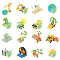 jeu d'icônes de construction écologique, style isométrique vecteur