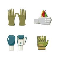 jeu d'icônes de gants, style cartoon