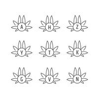 lotus set initiales logo icône de style linéaire sur fond blanc vecteur