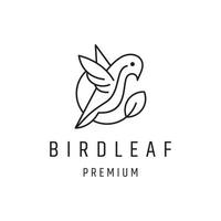 icône de style linéaire logo feuille d'oiseau sur fond blanc vecteur
