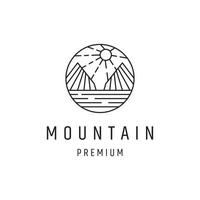 création de logo de montagne avec dessin au trait sur fond blanc vecteur