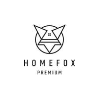 icône de style linéaire logo home fox sur fond blanc vecteur