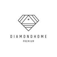 icône de style linéaire logo maison diamant sur fond blanc vecteur