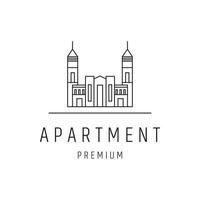 conception immobilière de logo d'appartement avec dessin au trait sur fond blanc vecteur