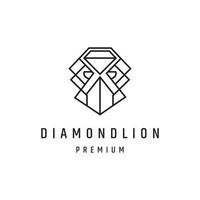 création de logo créatif de ligne de lion de diamant sur fond blanc vecteur