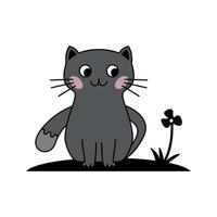 chat heureux voyant le modèle d'illustration vectorielle de fleur. vecteur