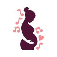 femme enceinte écouter le modèle de vecteur de musique