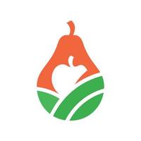 concept de logo pomme et poire. vecteur de logo de fruits