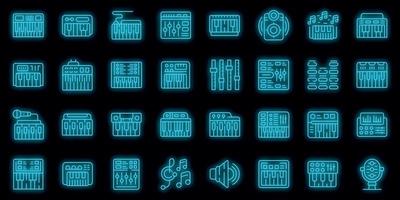 vecteur de contour d'icône de synthétiseur. vecteur audio acoustique néon