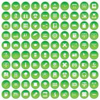 100 icônes d'imprimante définissent un cercle vert vecteur