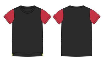 illustration vectorielle de t shirt à manches courtes modèle de couleur noire vues avant et arrière vecteur
