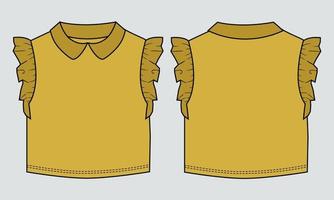 conception de vêtements pour enfants modèle de vecteur de mode de croquis technique vue avant et arrière.