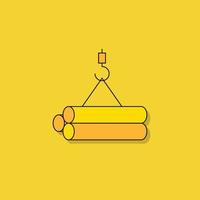 crochet de grue avec icône de pipeline sur fond jaune vecteur