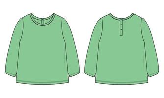 illustration vectorielle de conception de robe à manches longues modèle de couleur verte pour les bébés filles. vecteur