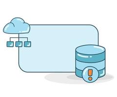 icône de diagramme de base de données et de nuage avec illustration vectorielle de note vierge vecteur