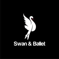 silhouette de cygne et logo de ballet vecteur