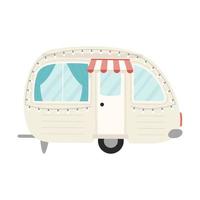 camping-car, mobil-home de voyage ou caravane rétro. voiture pour le voyage, le caravaning, le camping, la randonnée et les camping-cars. illustration de vecteur plat isolé sur fond blanc.