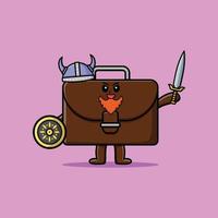valise de dessin animé mignon pirate viking tenant une hache vecteur
