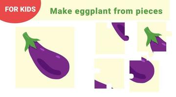 feuille de travail des enfants. jeu éducatif pour les enfants. casse-tête d'aubergine. vecteur