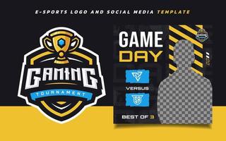 modèle de bannière de jeu e-sports game day pour les médias sociaux avec logo de tournoi de jeu vecteur