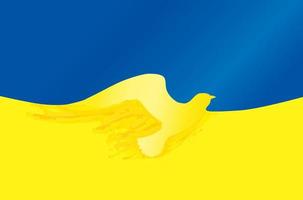 drapeau de l'ukraine avec symboles de la colombe de la paix. reste en paix. drapeau de l'ukraine en forme de colombe de la paix. le concept de pas de guerre, de paix en ukraine. vecteur