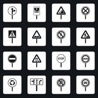 différentes icônes de signalisation routière définissent un vecteur de carrés