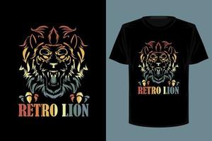 conception de t-shirt vintage rétro lion rétro vecteur