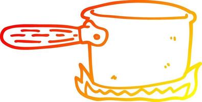 chaud gradient ligne dessinant une casserole de dessin animé vecteur