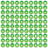100 icônes de la terre définissent un cercle vert vecteur